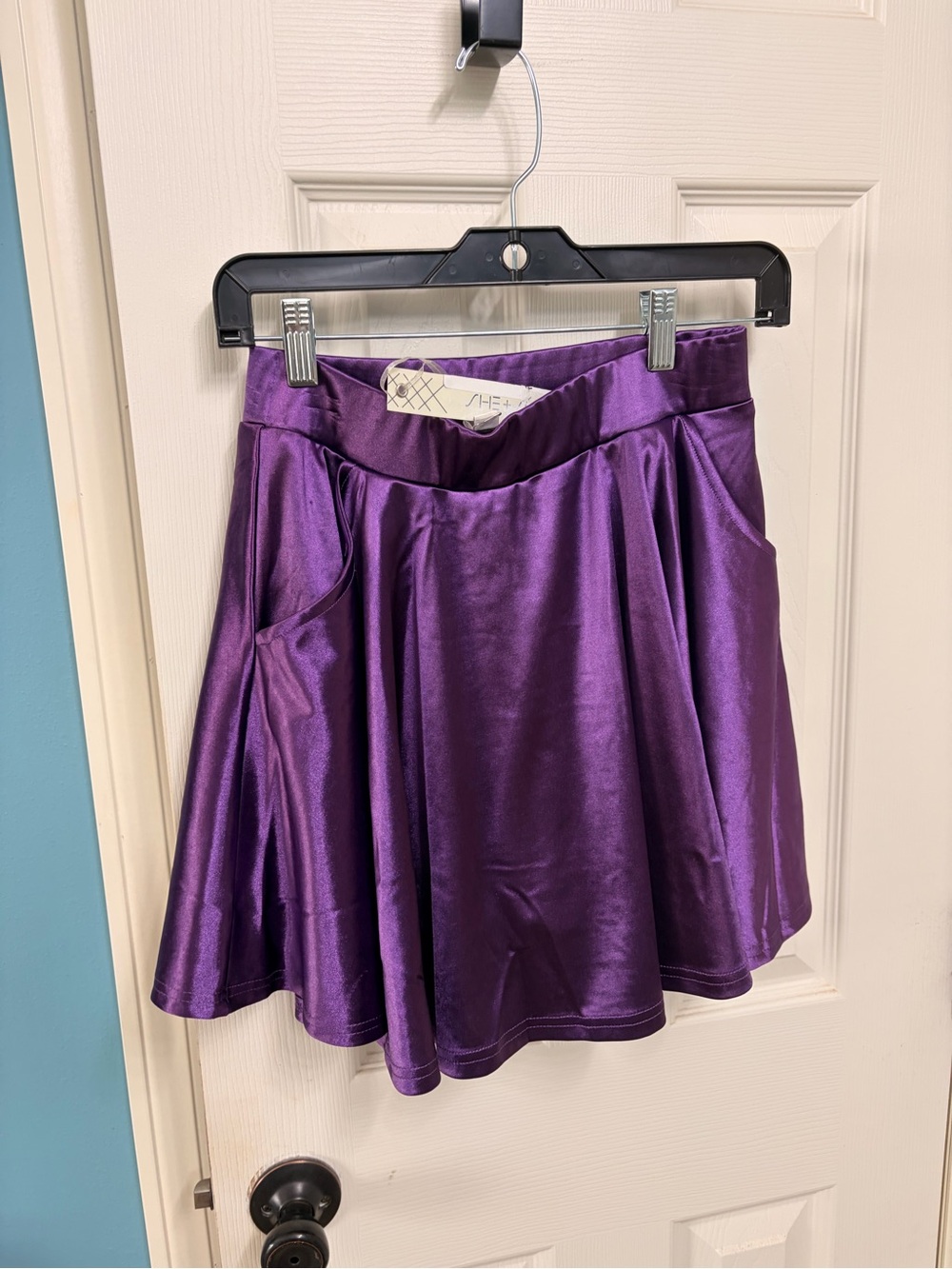 She + Sky Shiny Purple Circle Skirt
